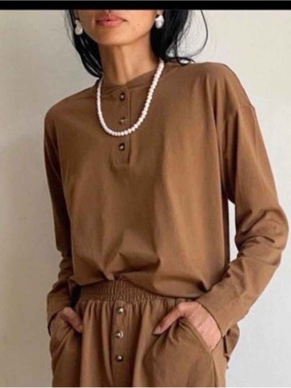 DONNI.Henley Tee -Chocolate